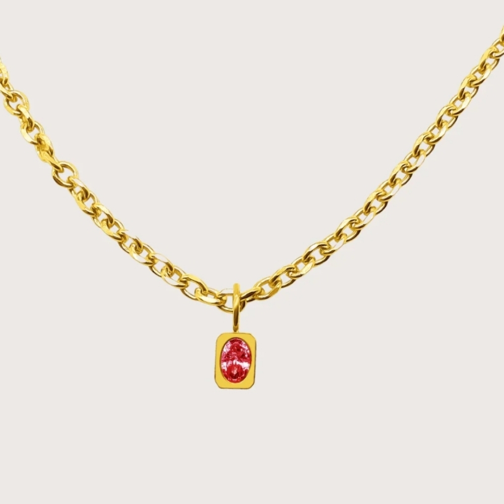 Raena Stones Cadena Zaria Necklace - Gold Red New NIB